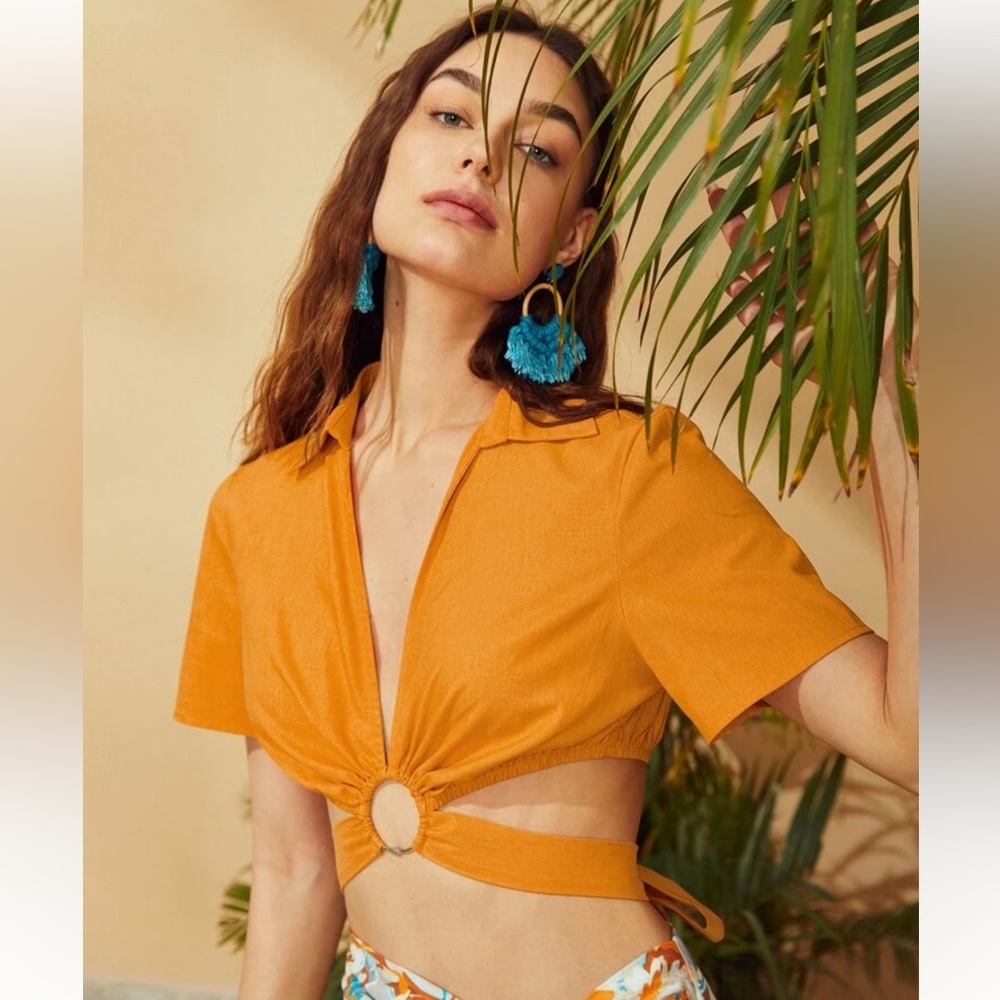 Orange Ring Detail Crop Top